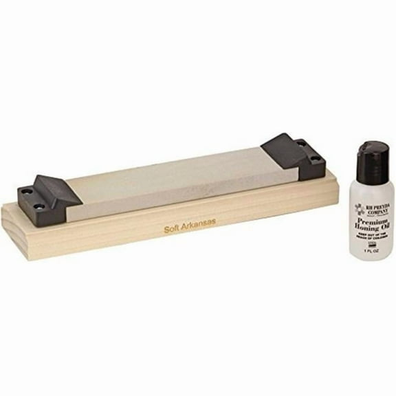 Rh Preyda RHP-30337 2019 Mounted Stone Soft Arkansas with Angle Guides & Oil & Shrink Wrap - 7 x 1.75 x 0.5 in.