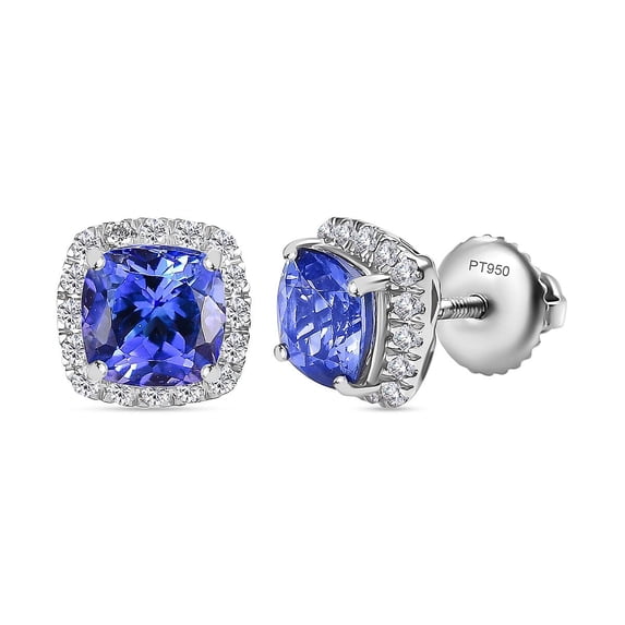 Rhapsody AAAA Tanzanite EF VS Diamond 2.80 ctw Stud Earrings 950 Platinum