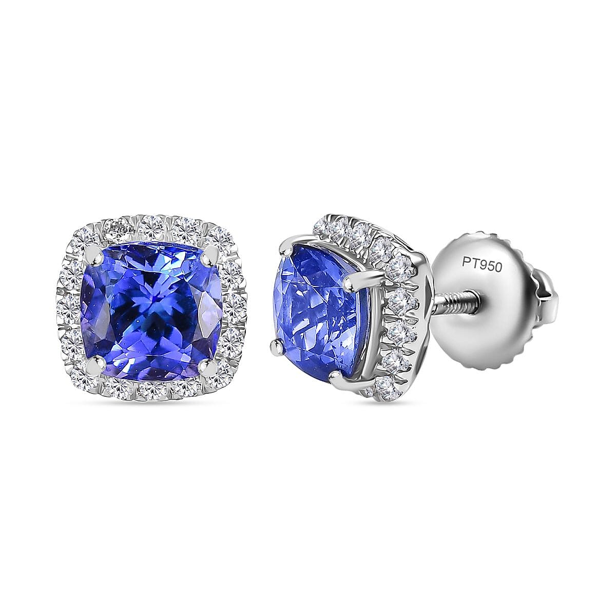 Rhapsody AAAA Tanzanite EF VS Diamond 2.80 ctw Stud Earrings 950 Platinum