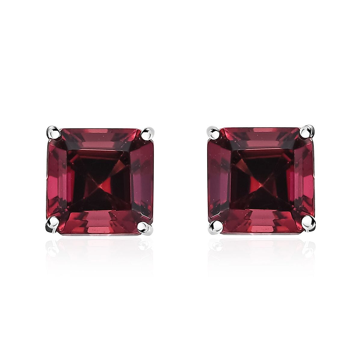 Rhapsody Asscher Cut AAAA Rubellite 2.40 ctw Solitaire Stud Earrings in 950 Platinum Gifts