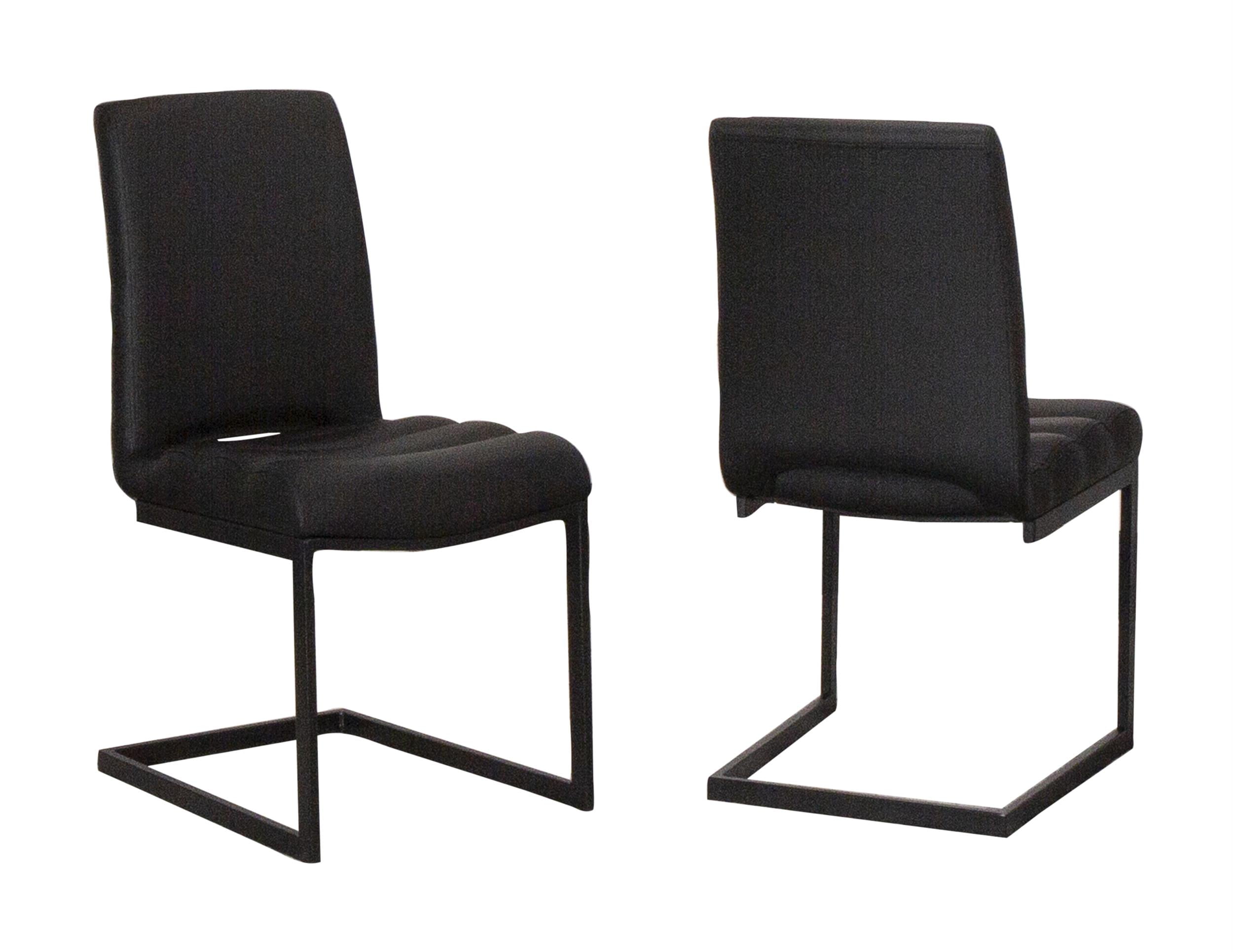 Rhea Black Faux Leather Cantilever Dining Chairs Set of 2 Kitchen Sidechairs