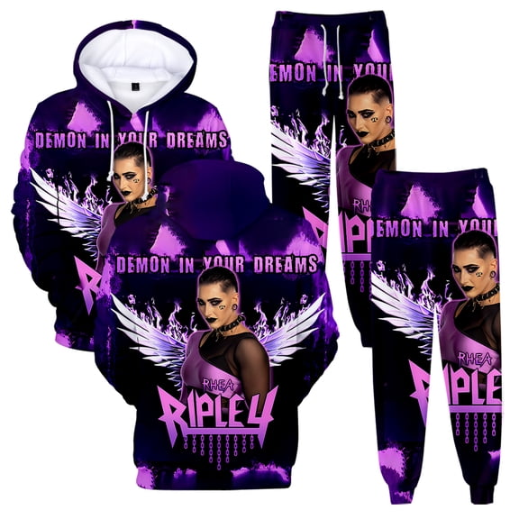 Rhea Ripley 3D Men/Women Fall Suit Hoodies Sportswear Hooded Ankle Banded Pant Two Piece Set