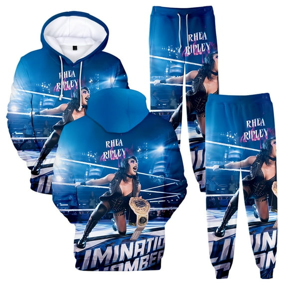 Rhea Ripley 3D Men/Women Fall Suit Hoodies Sportswear Hooded Ankle Banded Pant Two Piece Set