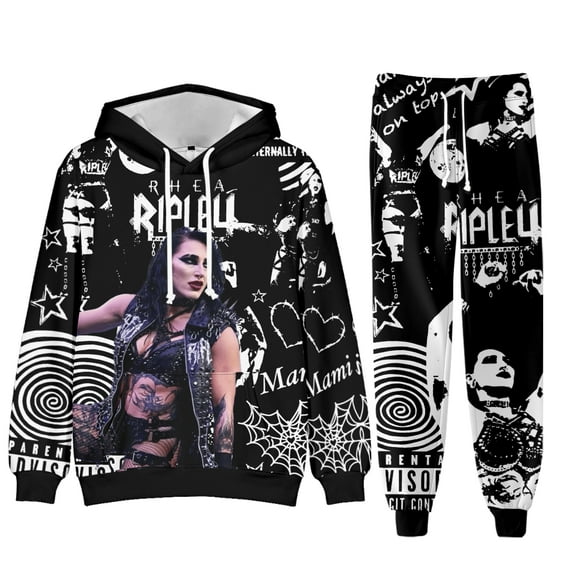 Rhea Ripley 3D Prrint Merch Tour Hoodie Pants Sets For Men/Women Unisex Sweatshirt Pants Two Piece Set Streetwear