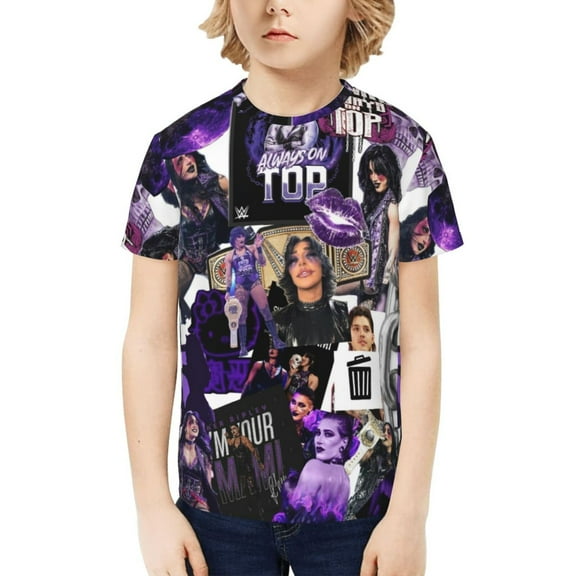 Rhea Ripley Boys Girls Teens T Shirt Graphic Print Casual Short Sleeve Funny Top Tees Shirt for Youth Kids