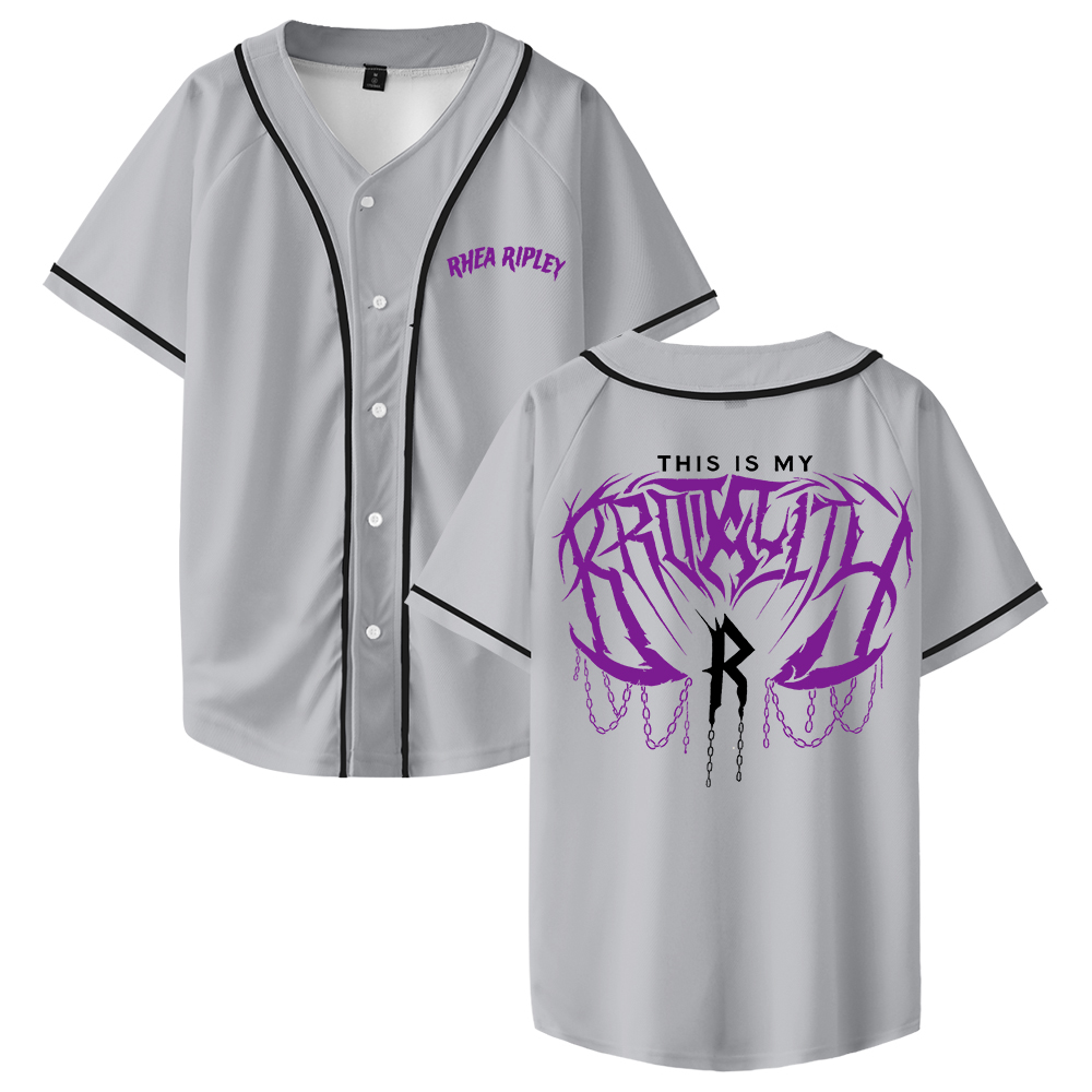 Rhea Ripley Brutality Baseball Jersey V-Neck Short Sleeve Button-up ...