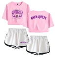 thumbnail image 1 of Rhea Ripley Brutality Merch Short Sleeve Crop Top+Shorts Two Piece Set Women's Top Sets, 1 of 4