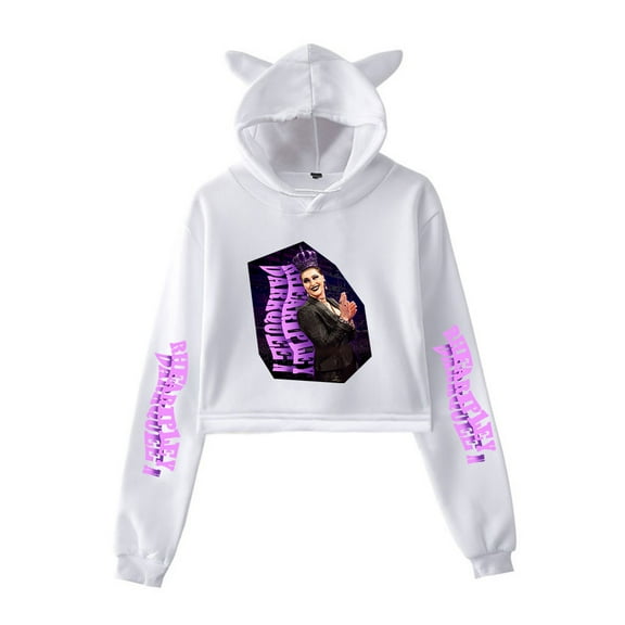 Rhea Ripley Cat Ear Fashion Trendy Women's Short Hoodie Sportswear