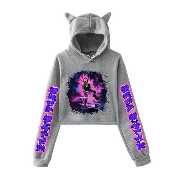 Rhea Ripley Cat ear hoodie fashion trend women's short hoodie sportswear