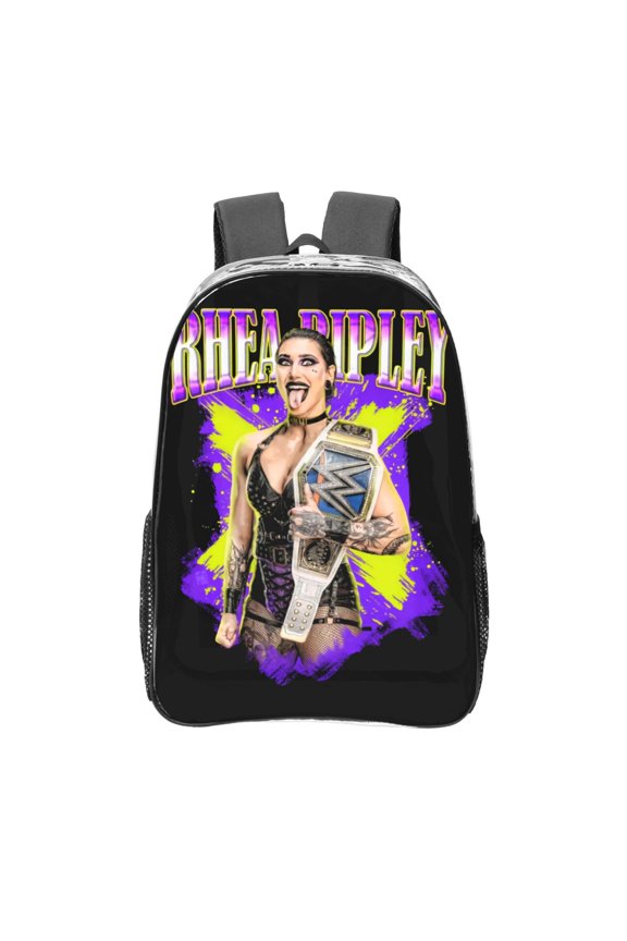 Rhea Ripley Clear Backpack 16 Inch Large Capacity PVC Transparent Laptop Bags for Adults, See Through Clear Bookbag for School Sports Work Travel College