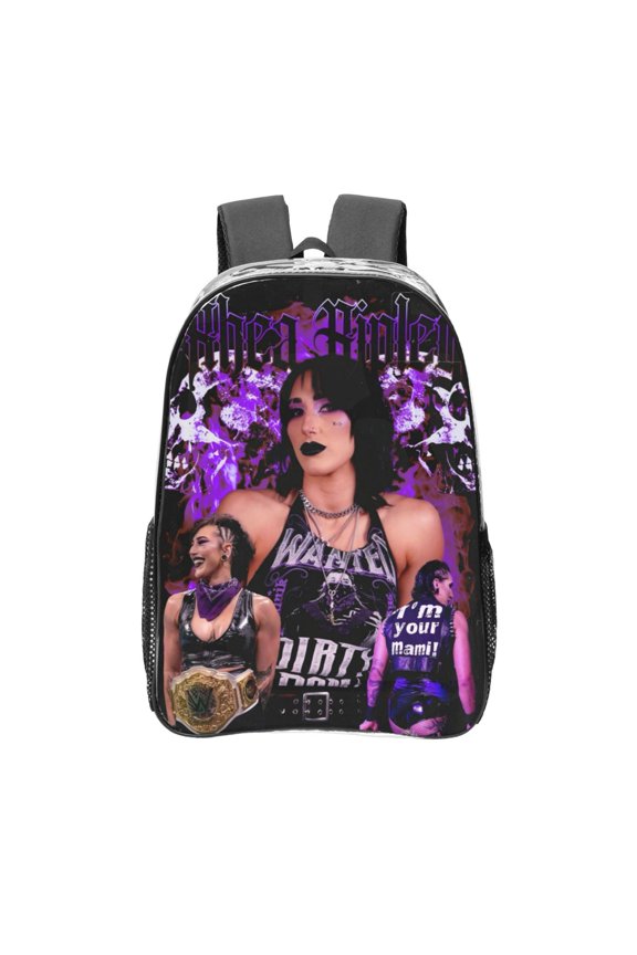 Rhea Ripley Clear Backpack 16 Inch Large Capacity PVC Transparent Laptop Bags for Adults, See Through Clear Bookbag for School Sports Work Travel College