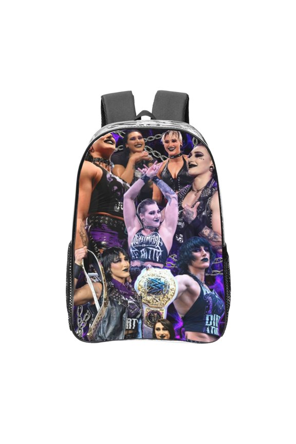 Rhea Ripley Clear Backpack 16 Inch Large Capacity PVC Transparent Laptop Bags for Adults, See Through Clear Bookbag for School Sports Work Travel College