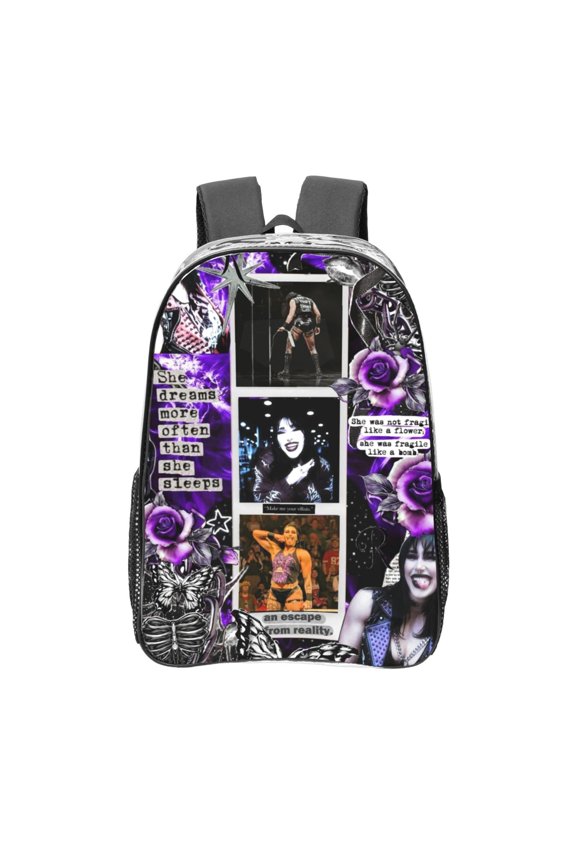 Rhea Ripley Clear Backpack 16 Inch Large Capacity PVC Transparent Laptop Bags for Adults, See Through Clear Bookbag for School Sports Work Travel College