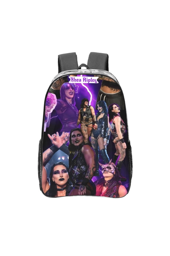 Rhea Ripley Clear Backpack 16 Inch Large Capacity PVC Transparent Laptop Bags for Adults, See Through Clear Bookbag for School Sports Work Travel College