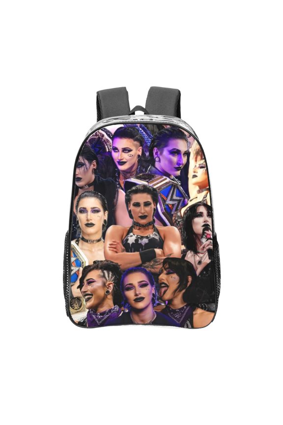 Rhea Ripley Clear Backpack 16 Inch Large Capacity PVC Transparent Laptop Bags for Adults, See Through Clear Bookbag for School Sports Work Travel College