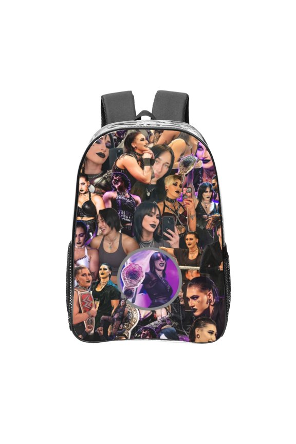 Rhea Ripley Clear Backpack 16 Inch Large Capacity PVC Transparent Laptop Bags for Adults, See Through Clear Bookbag for School Sports Work Travel College