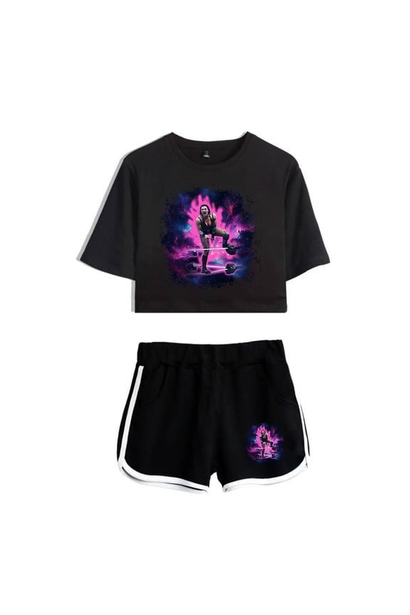 Rhea Ripley Fashion and trendy women's short sleeved shorts streetwear set