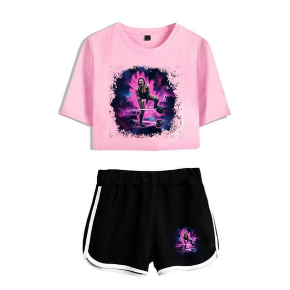 Rhea Ripley Fashion and trendy women's short sleeved shorts streetwear set