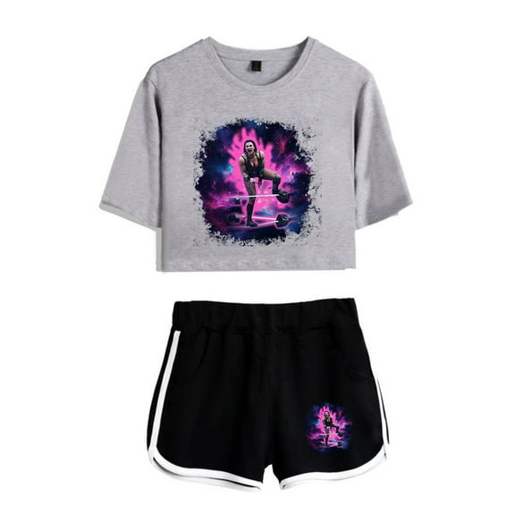 Rhea Ripley Fashion and trendy women's short sleeved shorts streetwear set