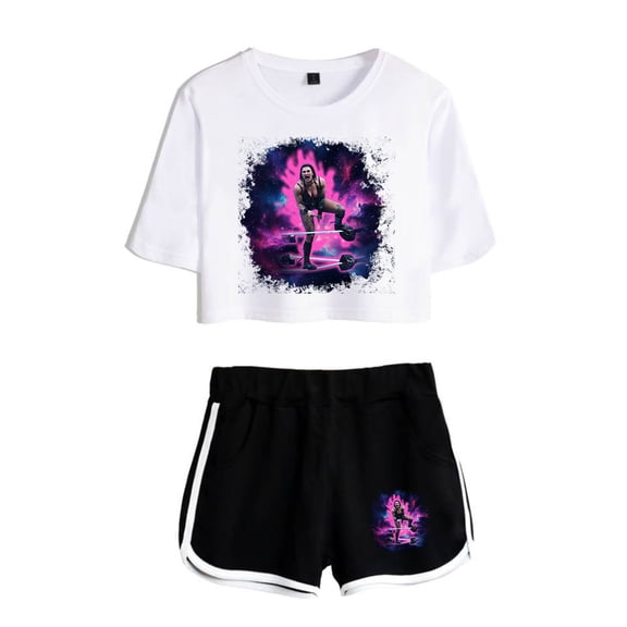 Rhea Ripley Fashion and trendy women's short sleeved shorts streetwear set