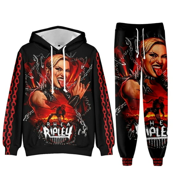 Rhea Ripley Hooded sweatshirt unisex long sleeved retro casual pullover hooded sportswear