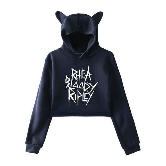 Rhea Ripley Hoodie Cat Ear Fashion Street Trend Women's Short Hoodie Sportswear
