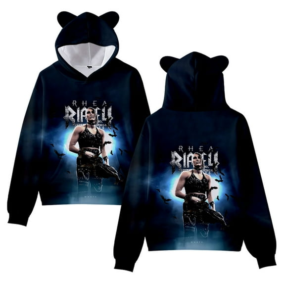 Rhea Ripley Hoodie Cat Ear Fashion Street Trend Women's Short Hoodie Sportswear