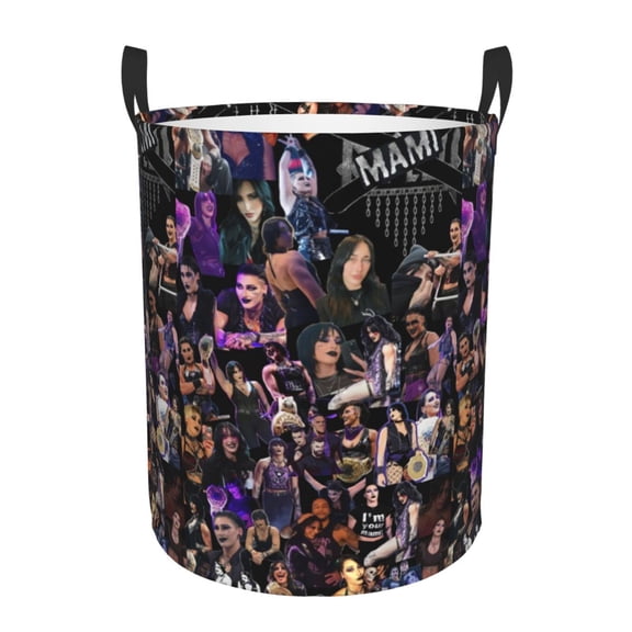 Rhea Ripley Laundry Basket Foldable Circular Dirty Clothes Toys Storage Organizer Bin Basket with Handles, Round Hamper For Bedroom Livingroom Bathroom