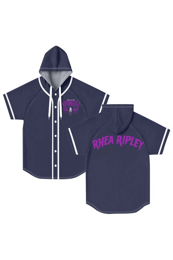 Rhea Ripley Merch Hooded Baseball Jersey Short Sleeve Shirt Women Men Crewneck Tee