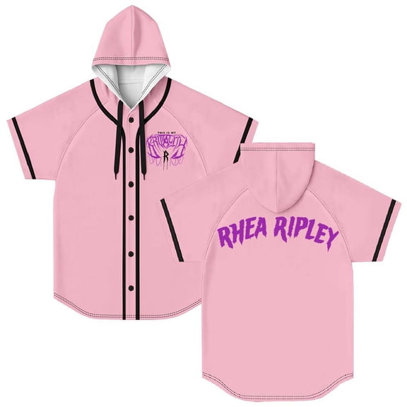 Rhea Ripley Merch Hooded Baseball Jersey Short Sleeve Shirt Women Men Crewneck Tee