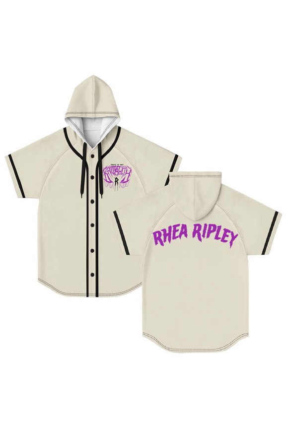 Rhea Ripley Merch Hooded Baseball Jersey Short Sleeve Shirt Women Men Crewneck Tee