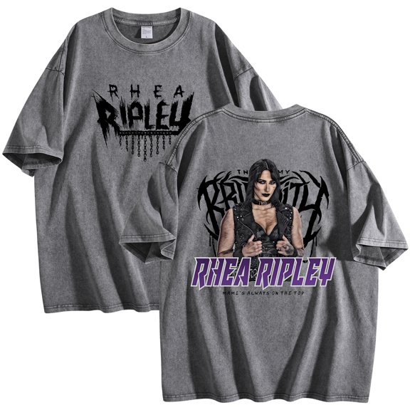Rhea Ripley Merch T-Shirt Cotton Wash Tee Women Men Short Sleeve Crewneck Tee