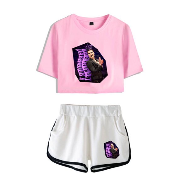 Rhea Ripley Summer street retro casual women's short sleeved shorts set