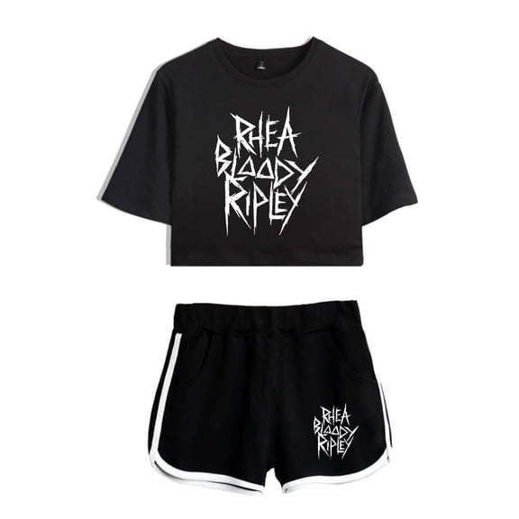 Rhea Ripley T-shirt Women's low cut short sleeved fashion T-shirt & casual home workout shorts