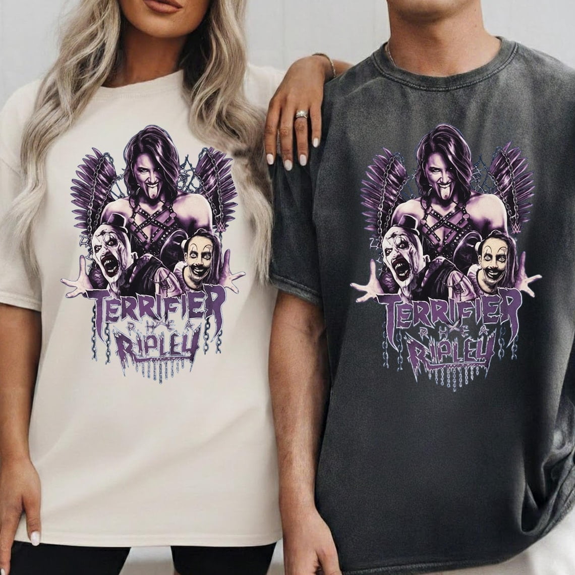 Rhea Ripley & Terrifier Tee, WWE Rhea Ripley X Terrfier Trio T-Shirt ...