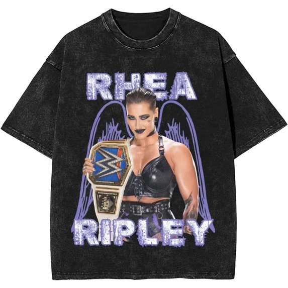 Rhea Ripley Vintage Oversized Shirt Men's Short Sleeved Tops Women's Crew Neck Graphic Tees