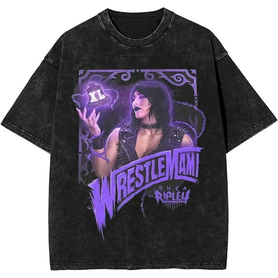 Rhea Ripley Vintage Oversized Shirt Men's Short Sleeved Tops Women's Crew Neck Graphic Tees