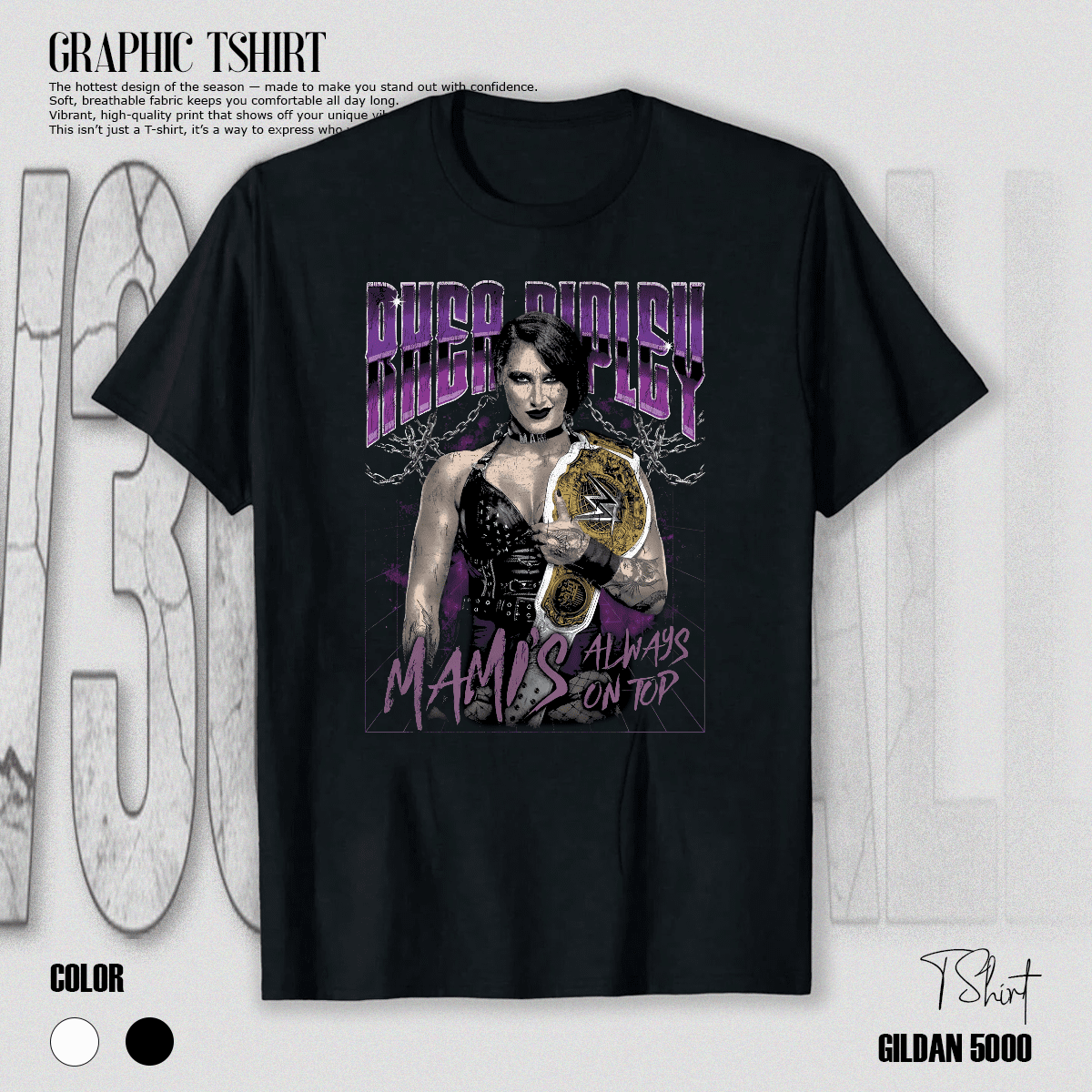 Rhea Ripley Wrestling Icon Vintage Champion Sports Tribute Art Unisex T ...