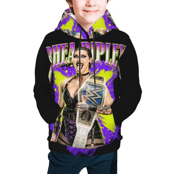 Rhea Ripley Youth Cartoon Hoodie Fashion Long Sleeve Kids Pullover Coat Casual Hoody Hooded Sweatshirts for Boys Girls