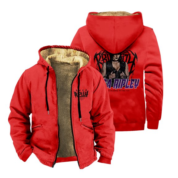 Rhea Ripley Zipper Hoodie Unisex Long Sleeve Thickened Jacket Casual Streetwear Winter Coat
