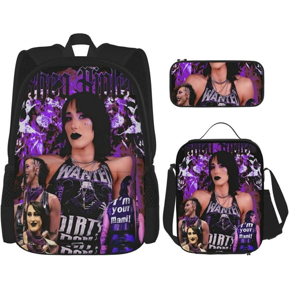 Rhea Wrestler Ripley Backpack 3 Pieces Set With Lunch Bag And Pencil Case Combination for Work/Sport/Picnic Portable Laptop Backpack Travel Daypack Stationery Bag