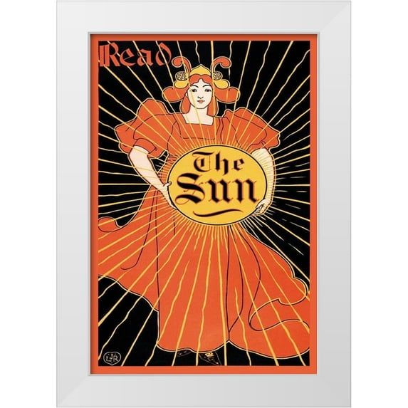 Rhead, Louis 13x18 White Modern Wood Framed Museum Art Print Titled - Read the Sun, 1895