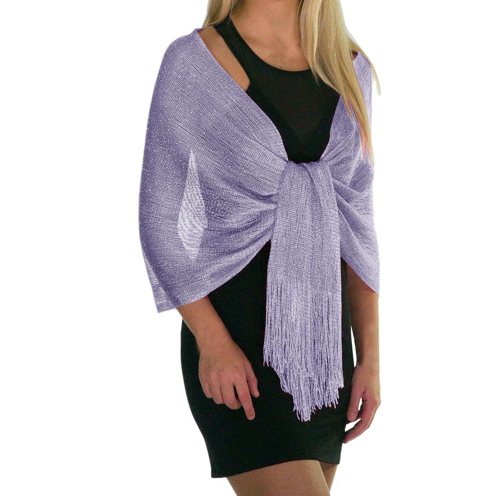 Rheane Sparkling Metallic Shawls And Wraps With Buckle For Evening