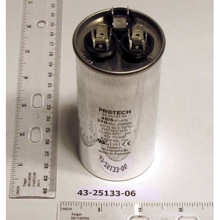 Rheem 43-25133-06 45/5 MFD Dual Round Capacitor (370V), replacement for 43-26271-41