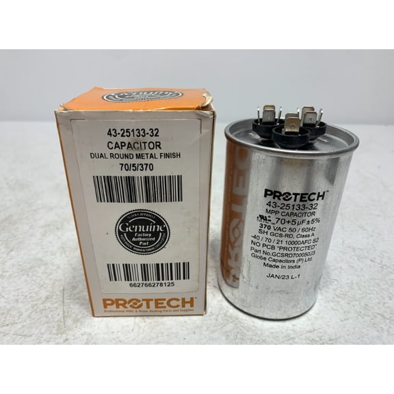 Protech 43-25133-32 Capacitor 70+5uF 370VAC Round