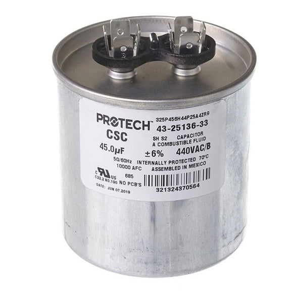 Rheem Furnace Parts 43-25136-33 - Capacitor - 45/440 Single Round Replaces 43-25136-
