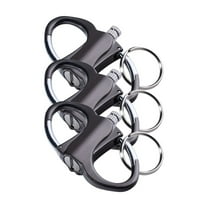 Rheen Multifunctional Metal Keychain with Windproof Mini Lighter, Compact Refillable Lighter Key Holder for Camping, Travel, and Emergency Use, Black, (A) 2.9 Inch