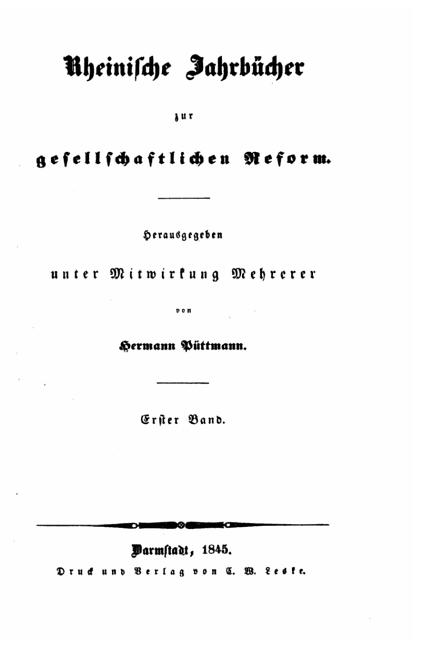 Rheinische Jahrbucher zur gesellschaftlichen Reform, (Paperback)