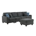 thumbnail image 1 of Rhett 5 Seater Sofa and Ottoman, Padded Seats, 4 Accent Pillows, Dark Gray- Saltoro Sherpi, 1 of 5