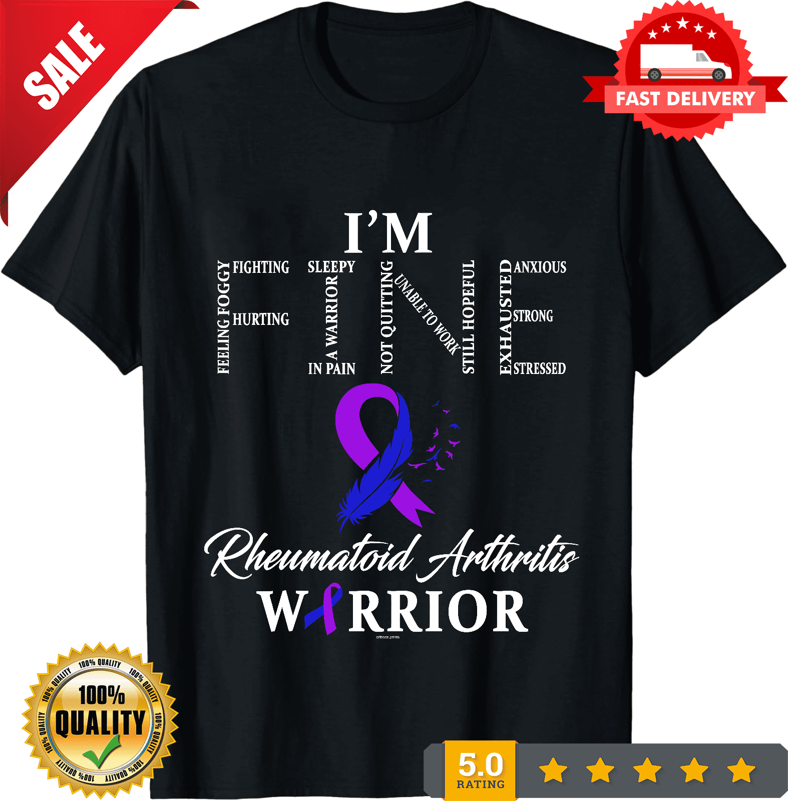 Rheumatoid Arthritis Awareness I Am Fine Classic T-Shirt, ULTRA LIMITED ...